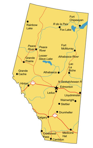 Alberta City Map